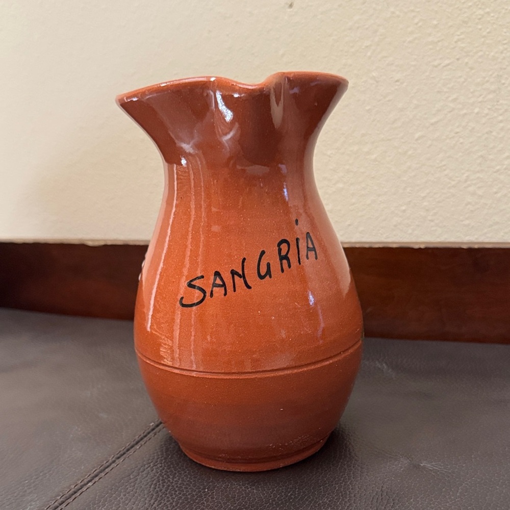 Portuguese Terracotta Sangria Pitcher Handmade Glazed Clay Pottery